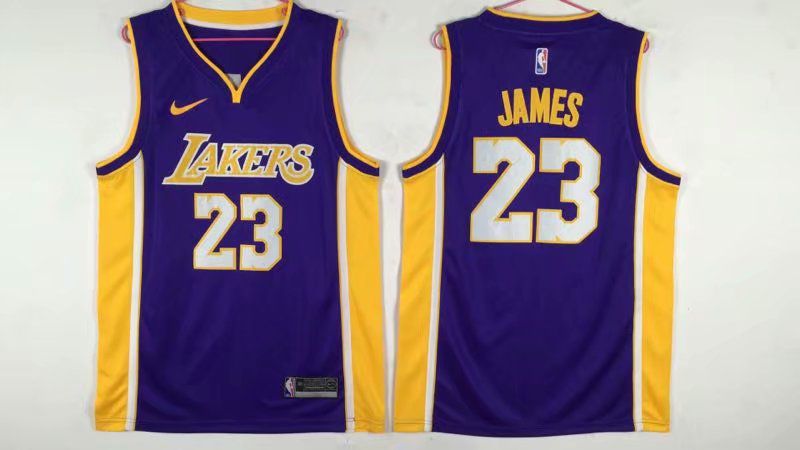 Men Los Angeles Lakers 23 James Purple Nike NBA Jerseys